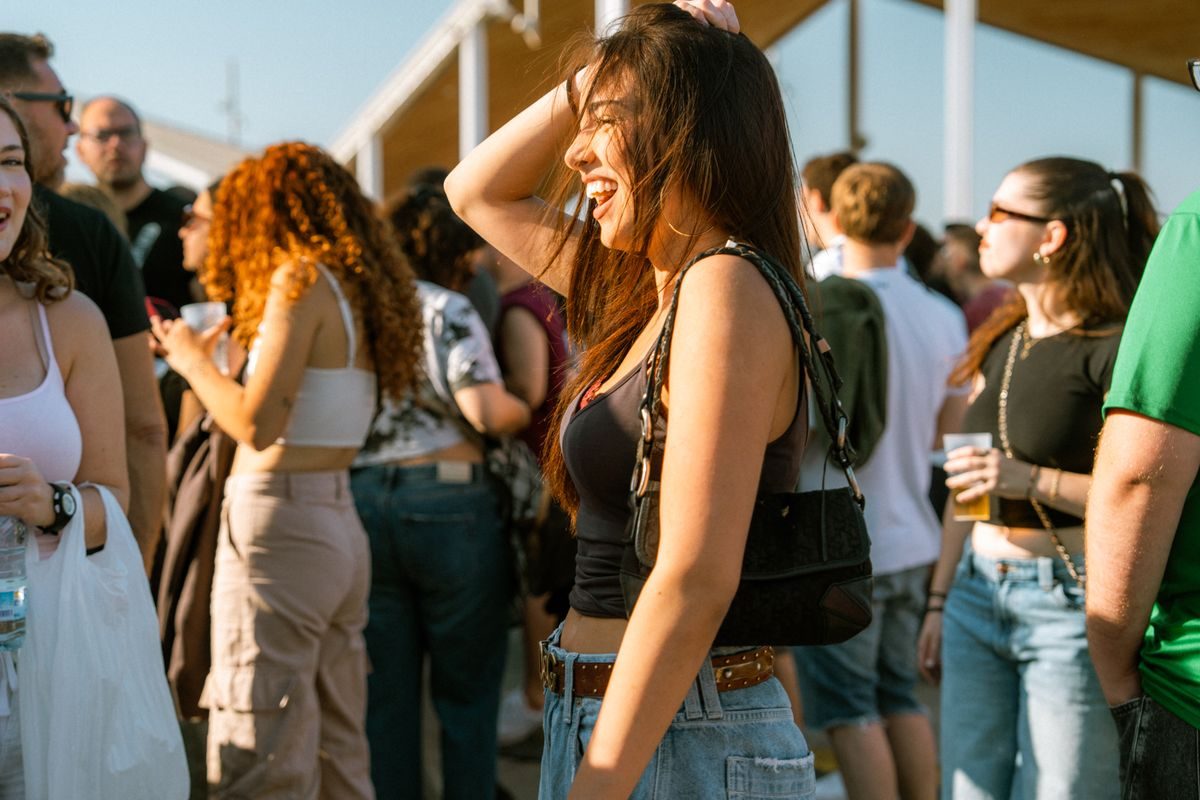 Daytime summer festival audience.